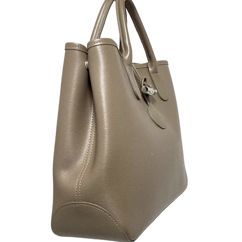 Authentic Longchamp Rozo Roseau Dark Beige Leather Tote Bag. - Picture 7 of 17